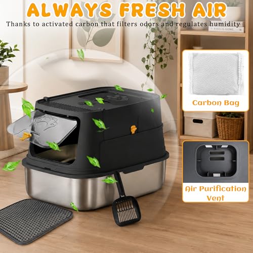 Arenero para gato XL acero inoxidable con tapa negro miniatura 5