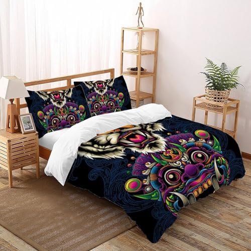 Housse de couette King animaux mignon imprimé 3D microfibre avec fermeture éclair garçon