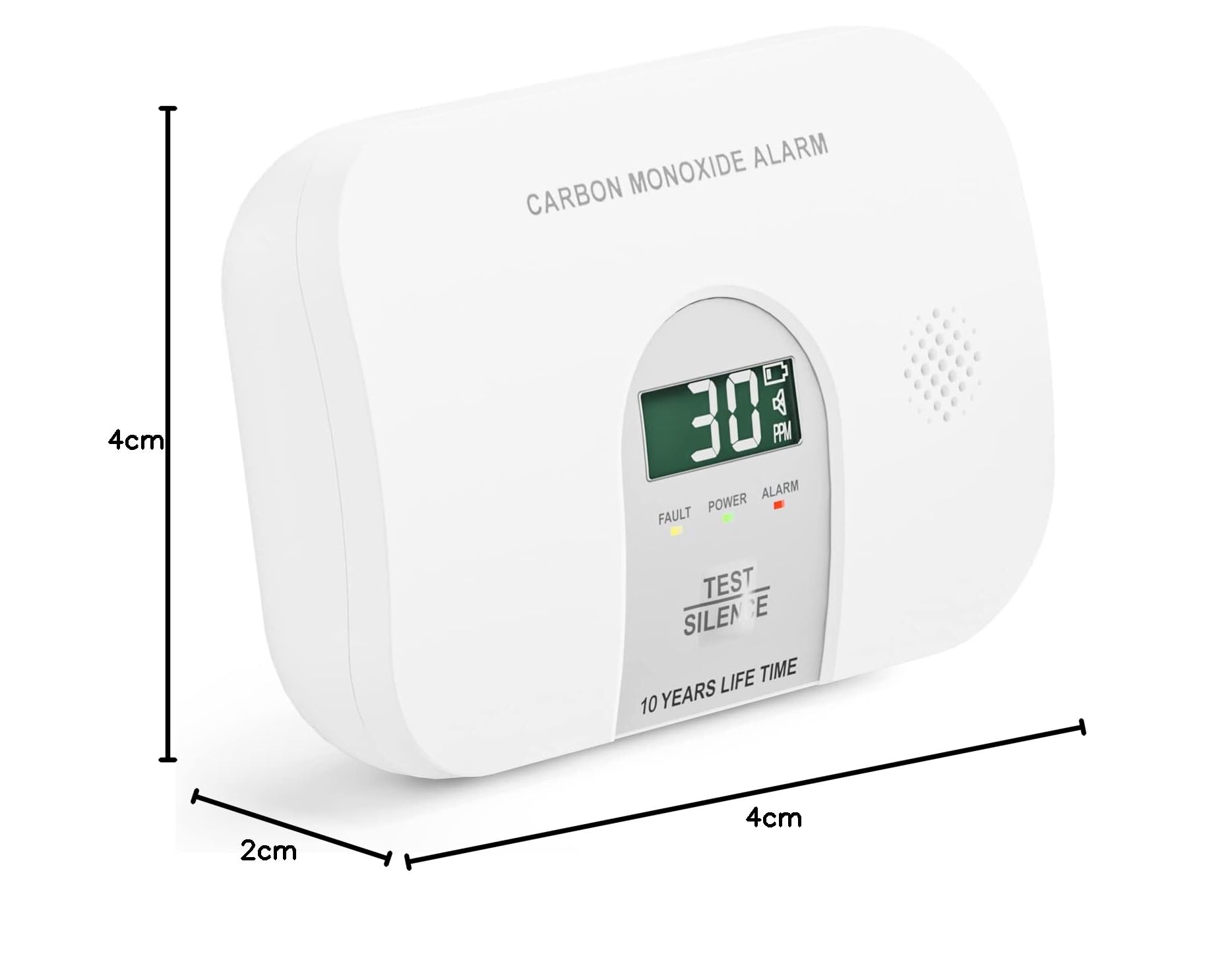 Détecteur de CO avec Affichage Numérique LCD, Détecteur de Monoxyde de Carbone avec Capteur Précis de 10 Ans, Batterie Remplaçable et Bouton de Test, Alarme de Monoxyde de Carbone Certifié en 50291