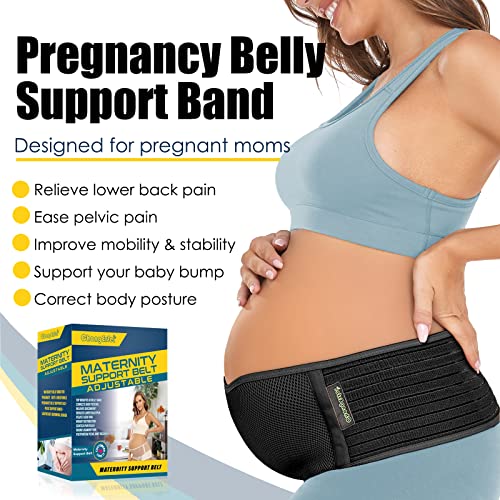 ChongErfei Maternity Belt Pregnancy Belly Band Back Support Abdominal Binder Back Brace - Relieve Back, Pelvic, Hip Pain (Z-Black, One Size)