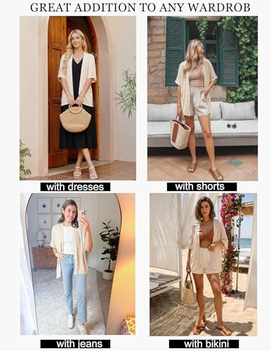 Image of Yekaty Lightweight Cardigans for Women Casual Summer Short Sleeve Cardigan Open Front Beach Coverups 2026