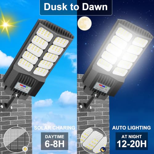 Solar Street Lights Outdoor Waterproof 6500W Solar Flood Lights Dusk to Down with Motion Sensor for Parking Lot, Outdoor Street Light Solar Powered 7000K for Yard Patio and Walkway - Image 3