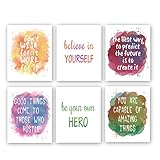KAIRNE Watercolor Inspirational Quote Art Print,Colorful Motivational Words & Saying Wall Poster...