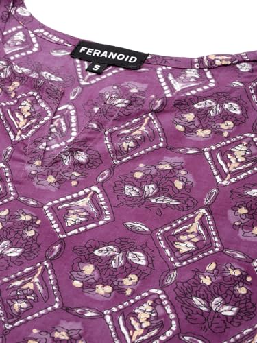 Image of feranoid Designer V-Neck Short Straight Kurti with 3Quarter Sleeves