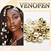 VENOFEN 50PCS Gold Hair Beads Pearl White Loc Bead Shiny Dreadlock Jewelry Accessories Hair Decoration for Women and Girls