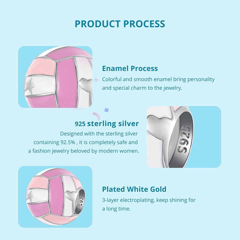 Basketball Charm 925 Sterling Silver Ball Charm Sport Volleyball Hockey Football Mom Family for Pandora Charm Bracelet Beads for making jewelry - Image 3