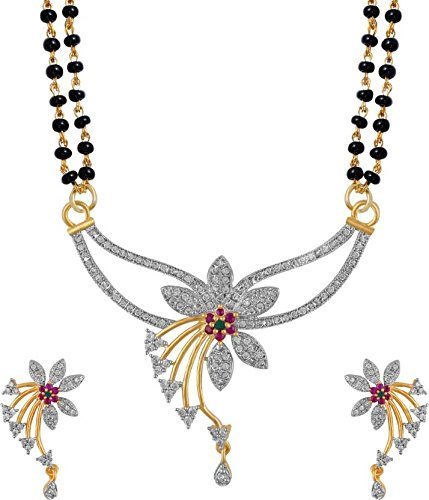 Sunhari Jewels Red Alloy Flower Mangalsutra Set with 24 Inches Long Chain for Women (B084MDJT41) Amazon Price History, Amazon Price Tracker