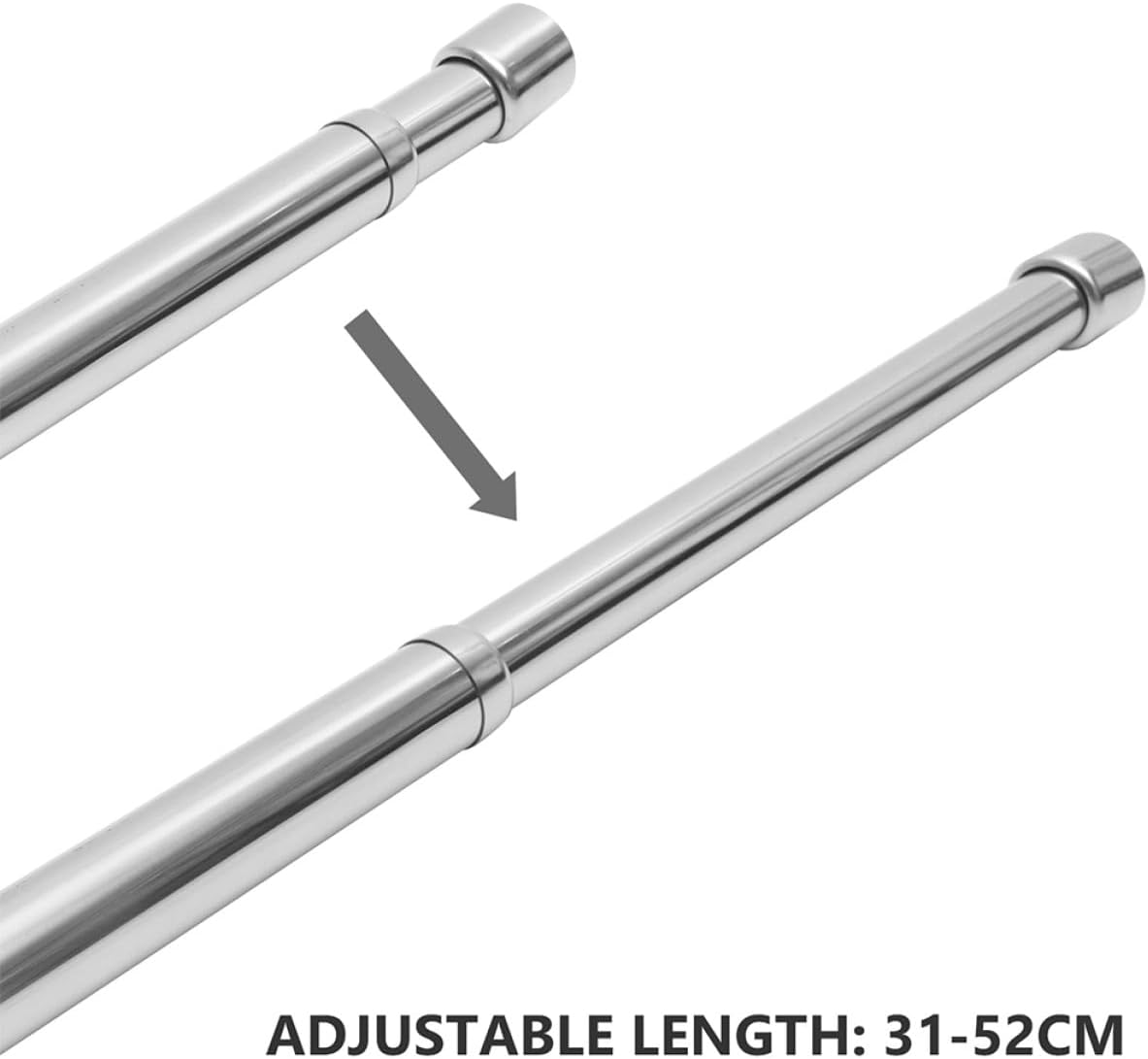 2pcs Stainless Steel Retractable Telescopic Laundry Rod Adjustable Tension Pole for Closet Bathroom Shower Stall Window No Drilling Clothes Hanging Bar