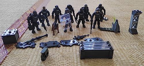 Enhana 8 Pcs Building Block City Policeman Action Mini-Figures With Multiple Military Weapons Accessories Swat Model Equipment Assembly Building Toys Party Favors Gift For Boys #TOP3