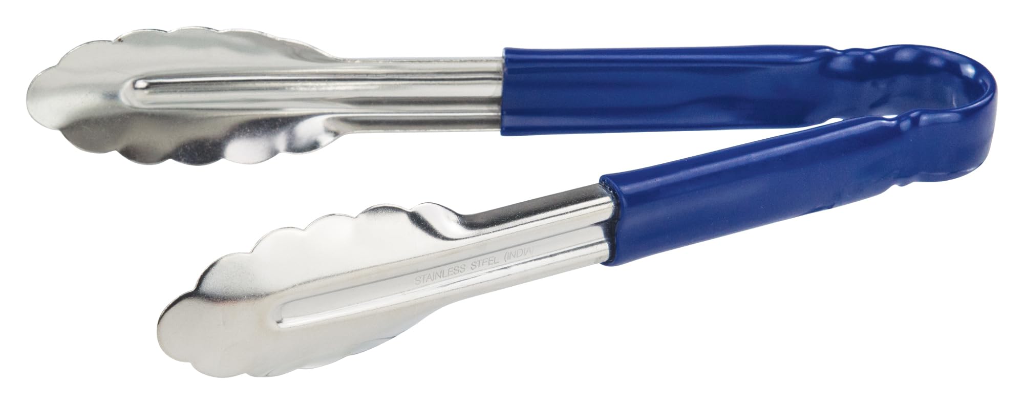 Winco 9 Stainless Steel Serving Tongs with Plastic Handle Blue