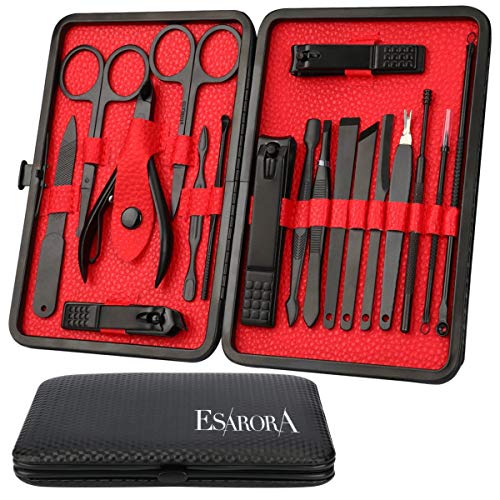 Manicure Set, ESARORA 18 In 1 Stainless Steel Professional Pedicure Kit Nail Scissors