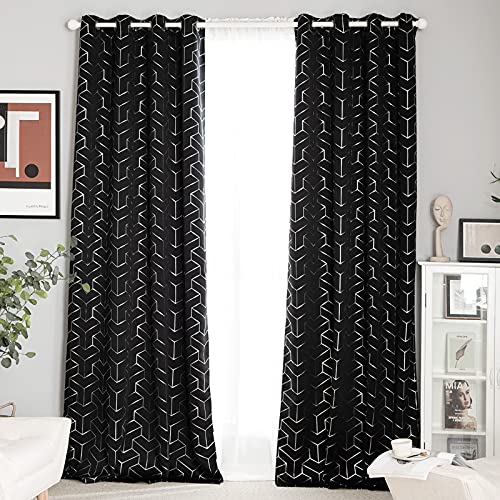 Nicetown Blackout Curtain Panels 84 Inches - Light Reducing Thermal Insulated Solid Grommet Blackout Curtains/Panels/Drapes For Living Room/Nursery/Kids Room (Set Of 2, 52 Inches By 84 Inch, Black) #TOP4