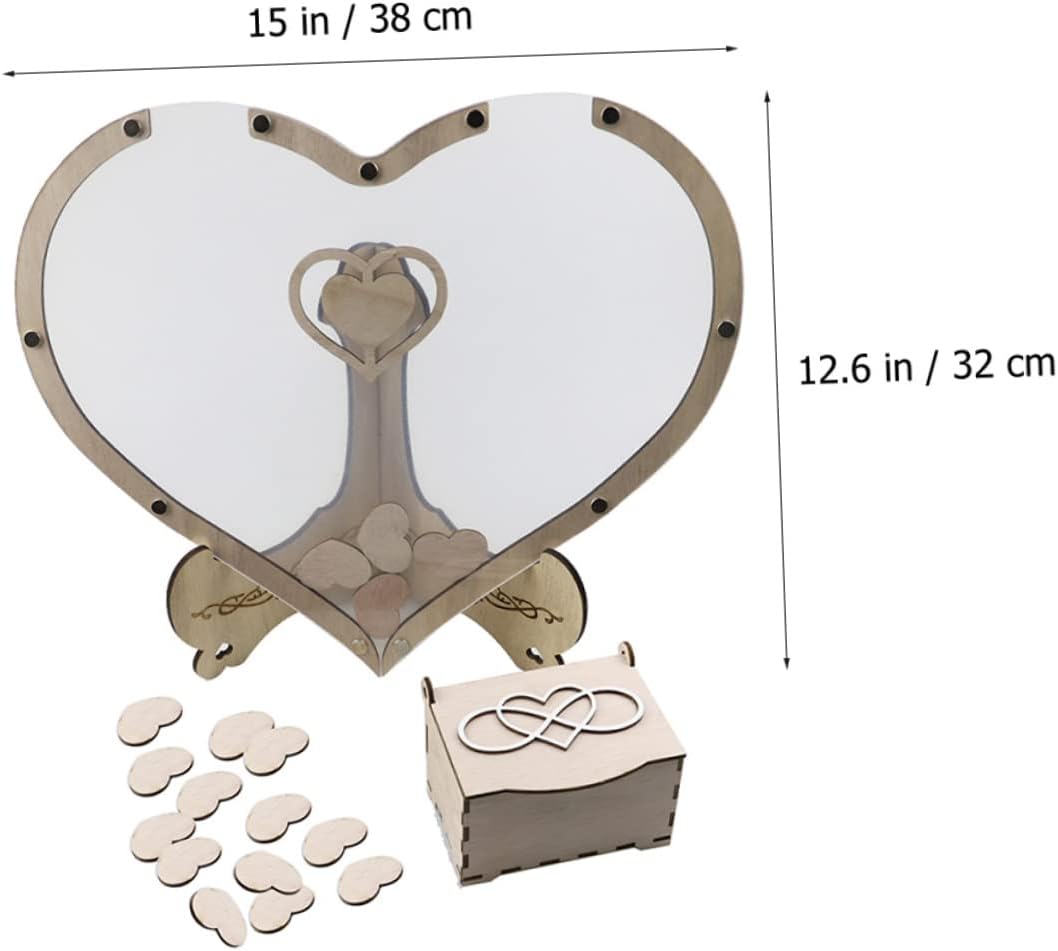1set Wooden Guest Book Heart-Shaped Design for Weddings Birthdays and Special Events Elegant Rustic Reception Sign Alternative Blank Tokens for Guest Messages