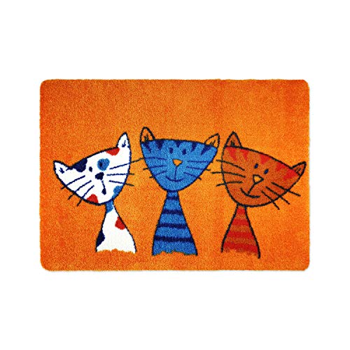 Paillasson design deco-mat - Pour la porte d’entrée, le couloir, l’intérieur et l’extérieur - Antidérapant et lavable - Pratique, Orange, 40 x 60 cm
