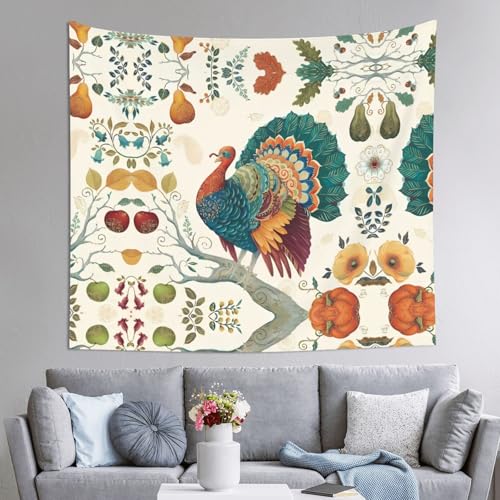 Tapisserie d'art dinde de Thanksgiving 152x130 cm pour decorer votre salon