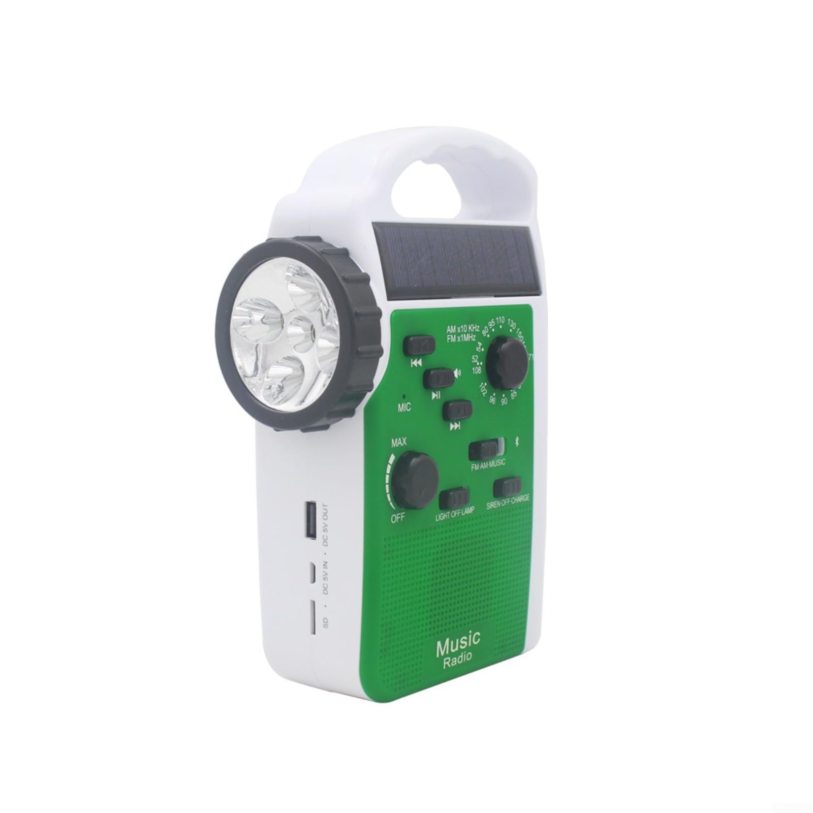 Radio d'urgence Multi-Fonctionnelle Radio et Lampe de Poche Solaires ainsi Manuelles chargeur de téléphone portable(green)