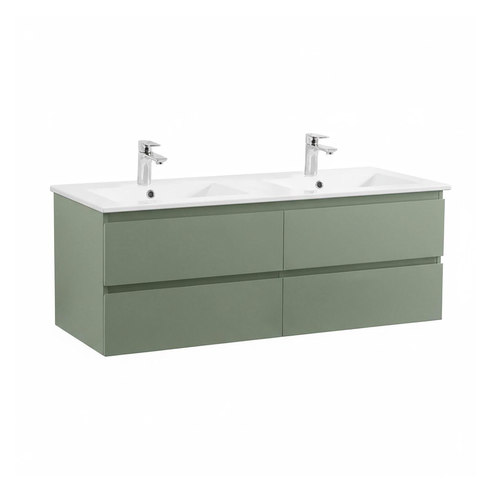 MOB-IN Mueble doble lavabo Sorrento colgante con encimera de cerámica, 120 cm