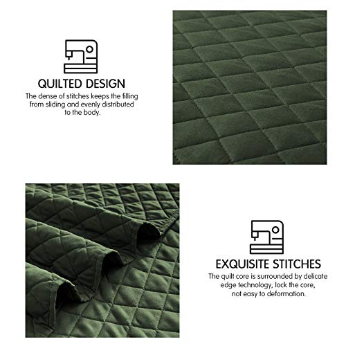 Sunstyle Home Quilt Set Queen Olive Green Lightweight Bedspread Full Soft Reversible Coverlet For All Season 3Pcs Army Green Diamond Quilted Bedding Sets (1 Quilt 2 Pillow Shams)(90"X96") #TOP4