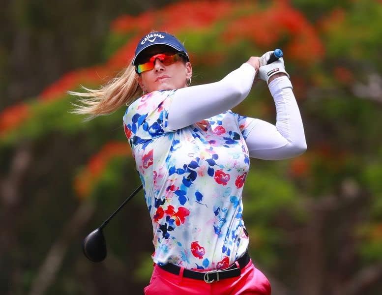 Soneven Womens Petal Sleeve Golf Shirts Moisture Wicking Lady Golf Apparel Print Tennis Sport T Shirt - Image 3