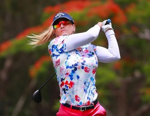 Women V-Neck Golf Polo Shirt Quick Dry Lightweight Short Sleeve T-Shirts Floral, Large #TOP2