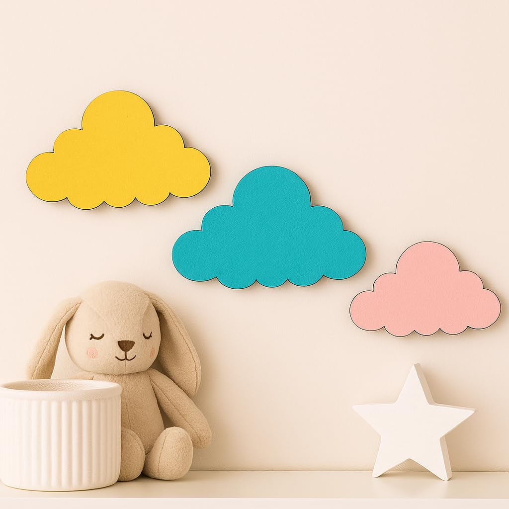 Lets DIY Cloud Shaped Cutouts - MDF Craft Shapes for Art, Painting & Home Décor (Size Up to 1.5 INCH Assorted) | Gift kit for Boys and Girls | Birthday Gift | Festival Gift | 20 Pcs 3