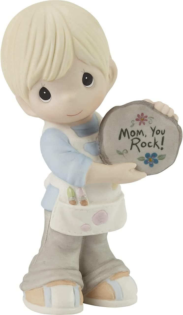 Precious Moments 213006 Mom, You Rock! Blond Boy Bisque Porcelain Figurine
