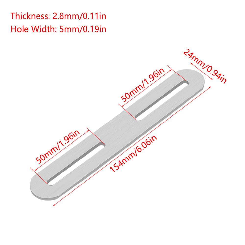 5 PCS 6.06in/0.94in Flat Mending Plates, Straight Brace Brackets with Slots, Stainless Steel Repair Plates Strap Fixing Bracket Connector for Shelf