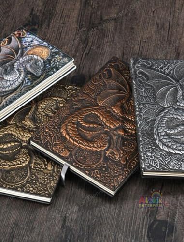 Image of MANAKI 3D Vintage Dragon DND Journal Writing Notebook,3D Dragon Embossed Leather Notebook Travel Journal With 200 Pages A5 Journal Diary Writing Valentines Anniversary Birthday Gifts for Men Women