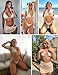 seamoly Womens Bikini Sets Halter Neck Fishnet Shell Two Piece Swimsuit Sexy High Cut Cheeky Triangle Bathing Suit Beige XS