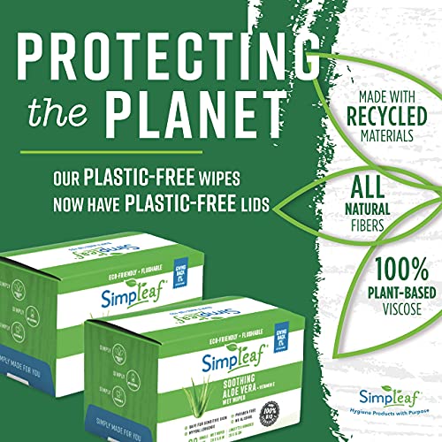 Simpleaf Flushable Wipes Travel Size - Eco-Friendly, Paraben & Alcohol Free - Hypoallergenic & Safe For Sensitive Skin - Aloe Vera Single Pack Wet Wipes (1 X 30 Count) Pack #TOP5