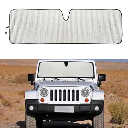 Windshield Sun Shade Compatible with Jeep Wrangler JK JL Windshield Shade Heat Shield Windshield Cover Bolck UV Rays & Protect Car Interior