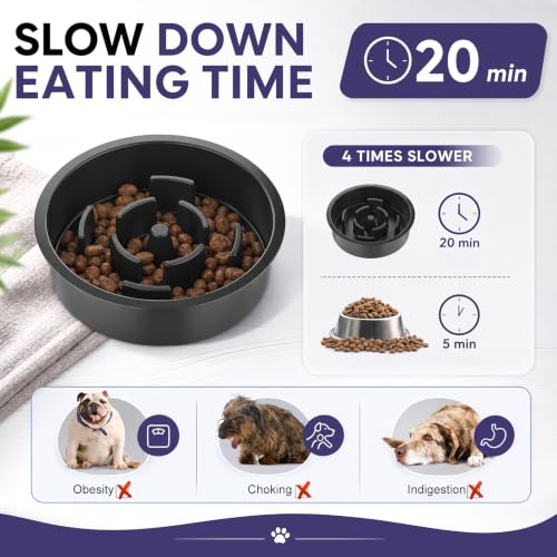 Image of XIAZ Elevated Dog Bowls Large Breed Raised Dogs Bowl Stand Large /Medium Sized Dog Slow Feeder Dogs Bowls Food Water Stands 5 Heights Adjustable 9 /11 /12 /14in Pet Feeder Dish Station
