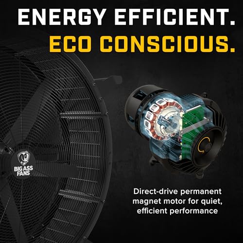 Image of Big Ass Fans - Sidekick Directional Barrel Fan - 4 Ft Diameter - 6 Blade Design with Variable Speed Control - Indoor & Covered Outdoor Ready - Quiet Performance - Midnight Black