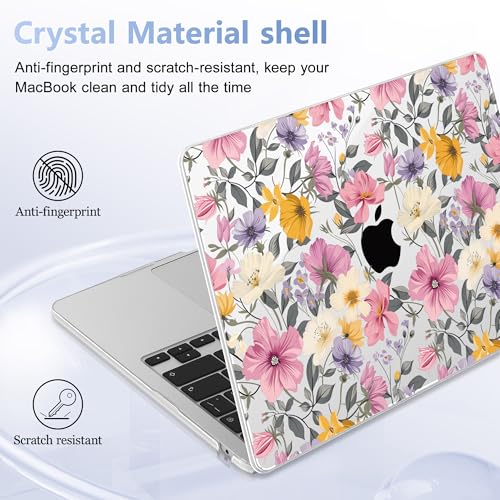 May Chen for M5 MacBook Air 13.6 Inch Case 2026 2025 2024-2022 Release M5 A3449 M4 A3240 M3 A3113 M2 A2681, Plastic Hard Shell Case for MacBook Air 13.6" with Retina Display, Elegant Flowers by May Chen - Image 8