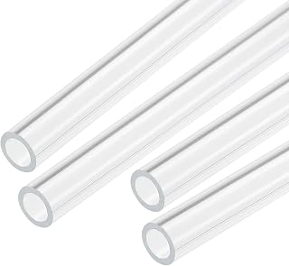 MECCANIXITY Acrylic Pipe Clear Rigid Round Tube 9mm ID 12mm OD 14" for Lamps and Lanterns, Water Cooling System 4pcs