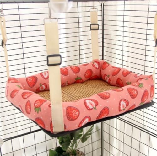 MLTUN MAKAN 猫用ハンモック、ペット用品、清潔に保ち、滑り止め、安定、収納簡単、通気性、洗えるペットハウス、四隅をロープで固定、ケージは快適に眠ることができ、四季折々、日光浴、省スペース、休憩エリアに適しています (A四角,s)