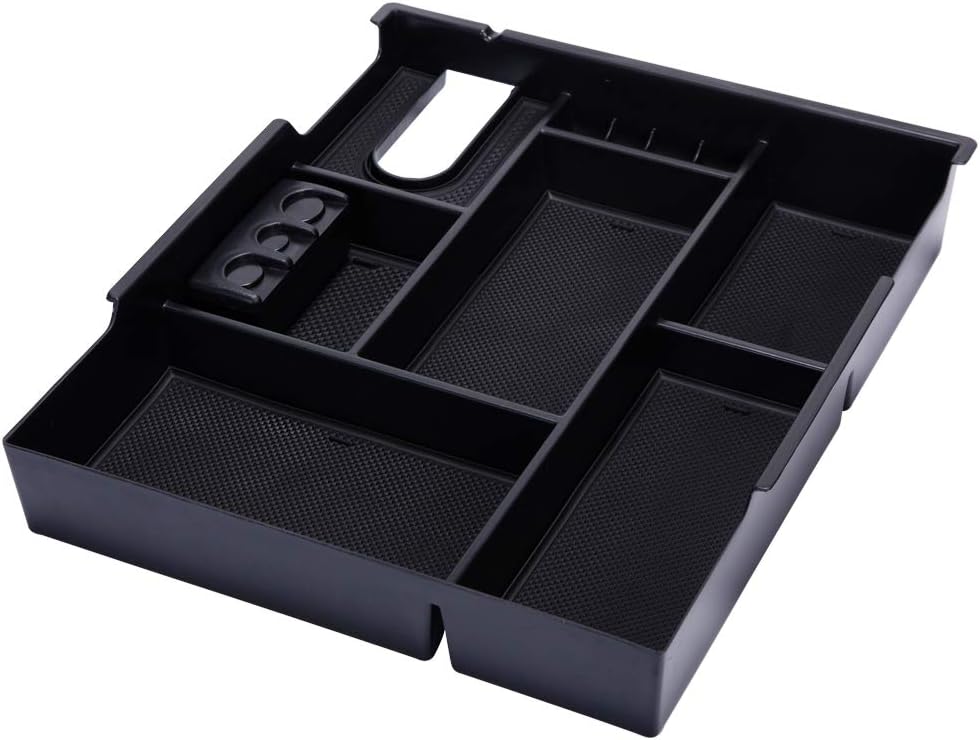JDMCAR Compatible with Toyota Tundra Accessories 2014-2021 Center Console Organizer, Insert ABS Black Materials Tray, Armrest Secondary Storage Box - Full Tray