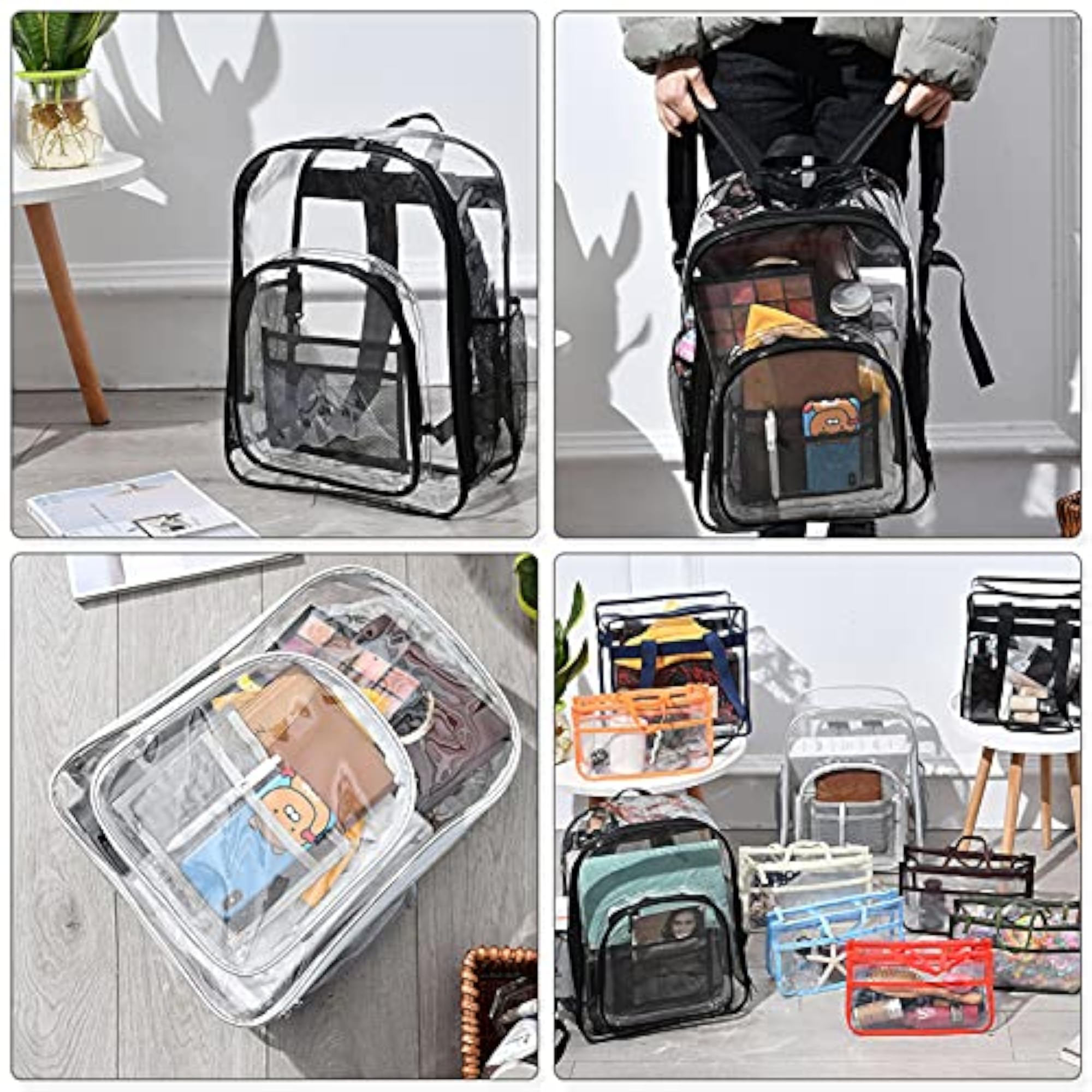 Clear Heavy Duty Backpack for Women, Transparent Design