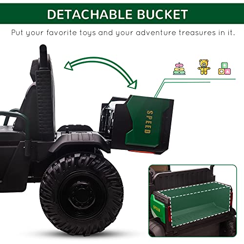 Aosom Ride-On Tractor 2-Seater Battery-Powered Car For Kids With Large High-Traction Wheels, 12V Truck Ride-On Toy With Rear Storage, Outdoor Toy, Green #TOP6