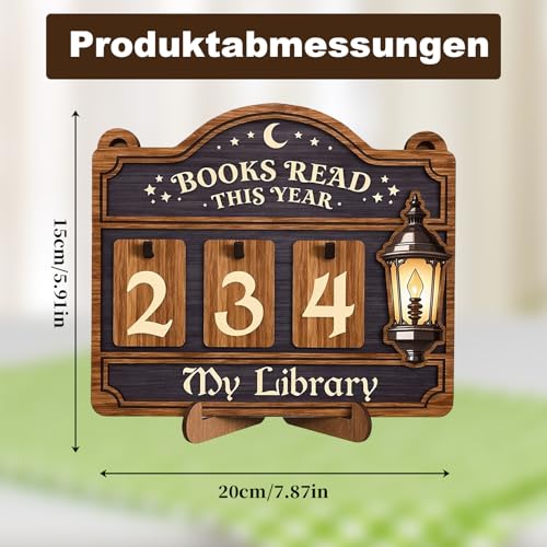 Qnvyw Jahres-Lesezähler für Bücherregal – Buch Tracker Holz & Gelesene Bücher Zähler – Books Read This Year Counter – Dekoratives Book Counter Geschenk für Leseratten & Buchliebhaber