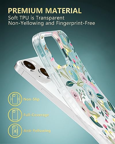 Coque iPhone 14 antichoc militaire à fleurs dorées - 6