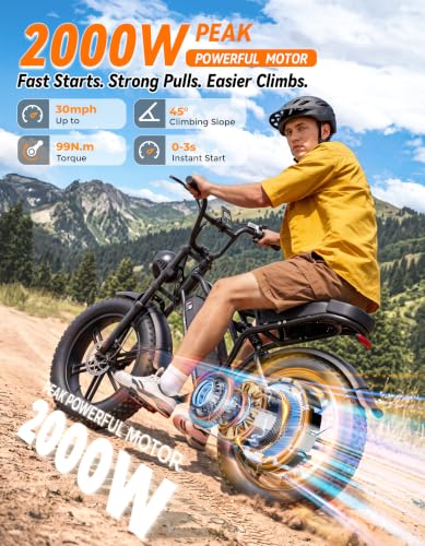 Image of Jasion RetroVolt Electric Bike, 70-Mile Range, 2000W Peak, Fat Tire