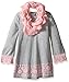 Beautees Big Girls' Solid Swing Dress with Lace Trim and Lace Scarf