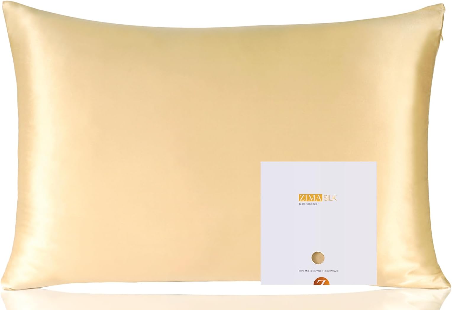 ZIMASILK 100% Mulberry Silk Pillowcase for Hair and Skin Health, Soft & Smooth, Both Sides Premium Grade 6A Silk, 600 Thread Count, with Hidden Zipper, 1pc (Standard 50x75 cm, Champagne)