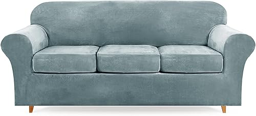 Miniatura 1 de Lamberia - Funda de sofá de alta elasticidad para sofá de 2 plazas, 3 piezas, gruesa y lavable, funda de terciopelo de felpa, protector de muebles