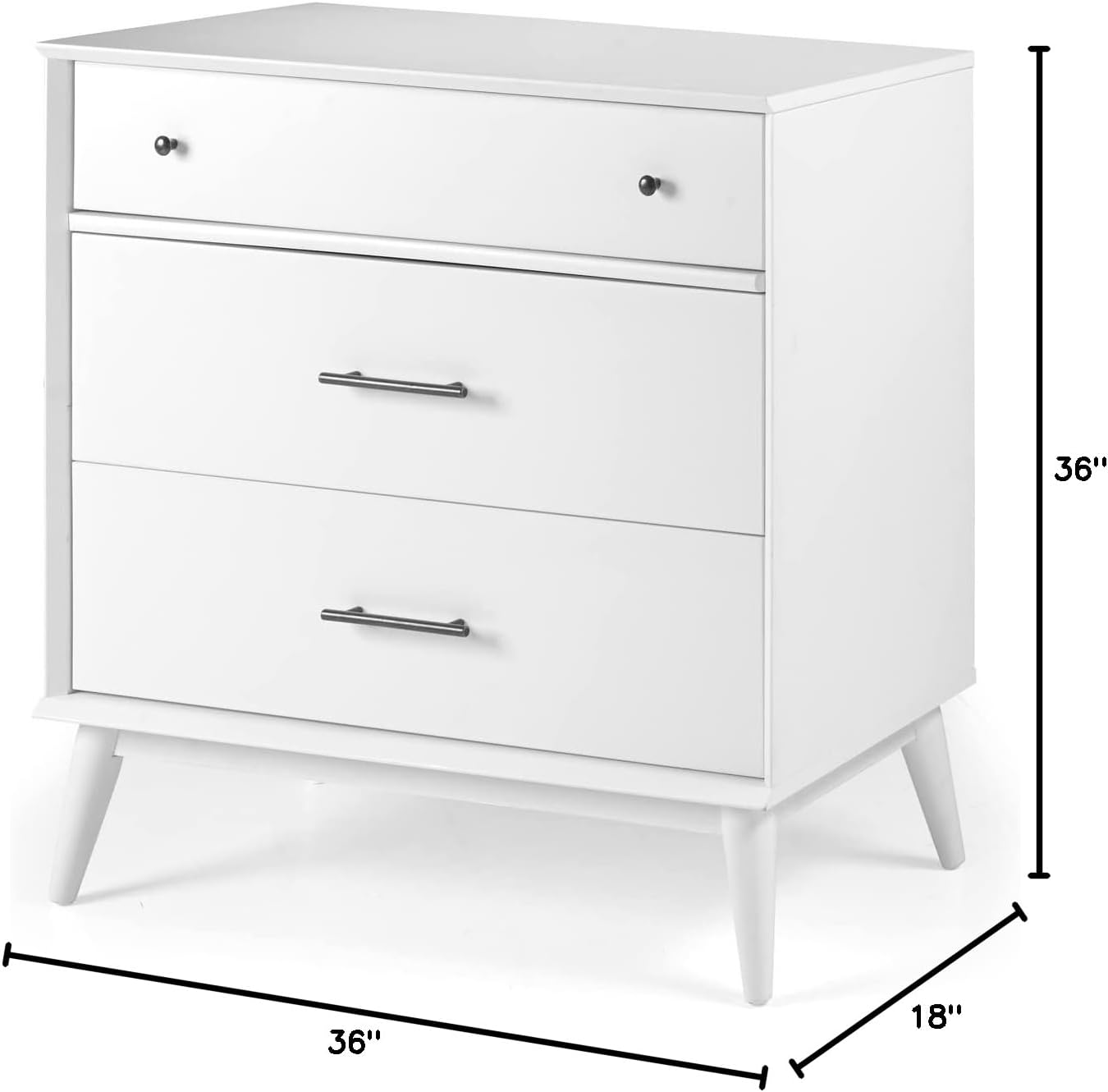 Camaflexi Mid-Century Three Drawer Dresser - White Finish