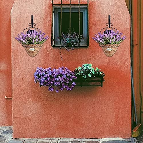 Yzwuyou 2pcs 7.3 inch Hanging Basket Brackets Outdoor Heavy Duty Metal Bird Feeder Bracket Black Garden Wall Hanging Hooks Holder with Screws for Indoor Flower Pot Wind Chimes Lantern Lights Fence