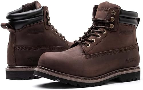 SAFETY LOONG Work Boots for Men Waterproof Soft Toe Non Slip Comfortable Real Leather Boots 10