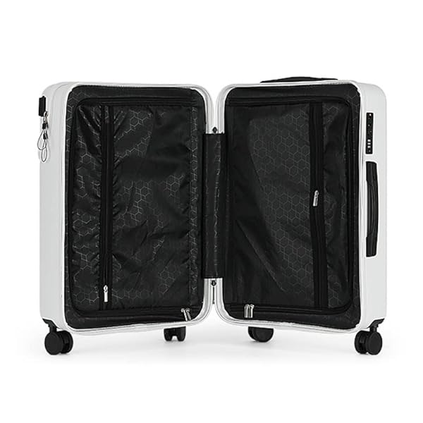 CHULEXI Bagaglio a Mano Apertura Frontale con Porta di Ricarica USB - Valigia Media con Ruote girevoli - Miglior Bagaglio Leggero Grande 24 Pollici (Color : White, Size : 22")