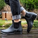 Geweo Gummistiefel Damen Halbhoch Chelsea Herren Wasserdicht Regenstiefel Frauen Atmungsaktiv Stiefel Gummi Kurzschaft Flach Dicke Sohle Arbeitsstiefel Schwarz Gr. 36